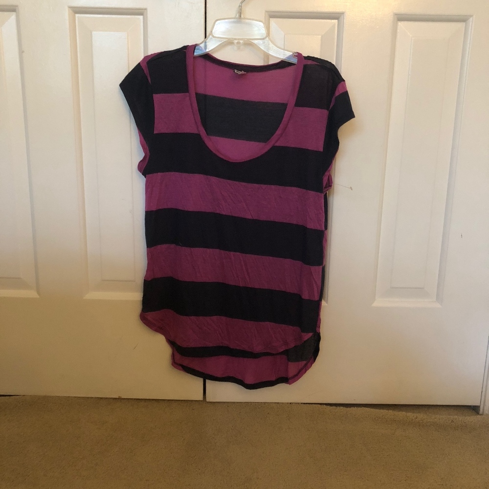 bp purple and navy striped top